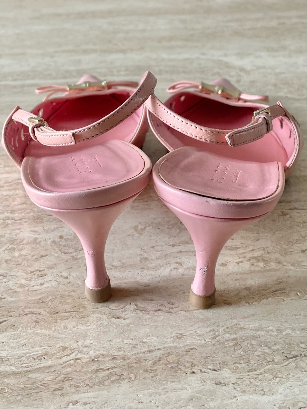 Vintage Gucci Cutout Bamboo Bow Slingback Heels - Picture 8 of 10